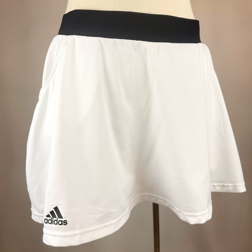 ADIDAS Womens (L) White Tennis Pickleball Skirt Ball Pocket Climalite Sport Mini